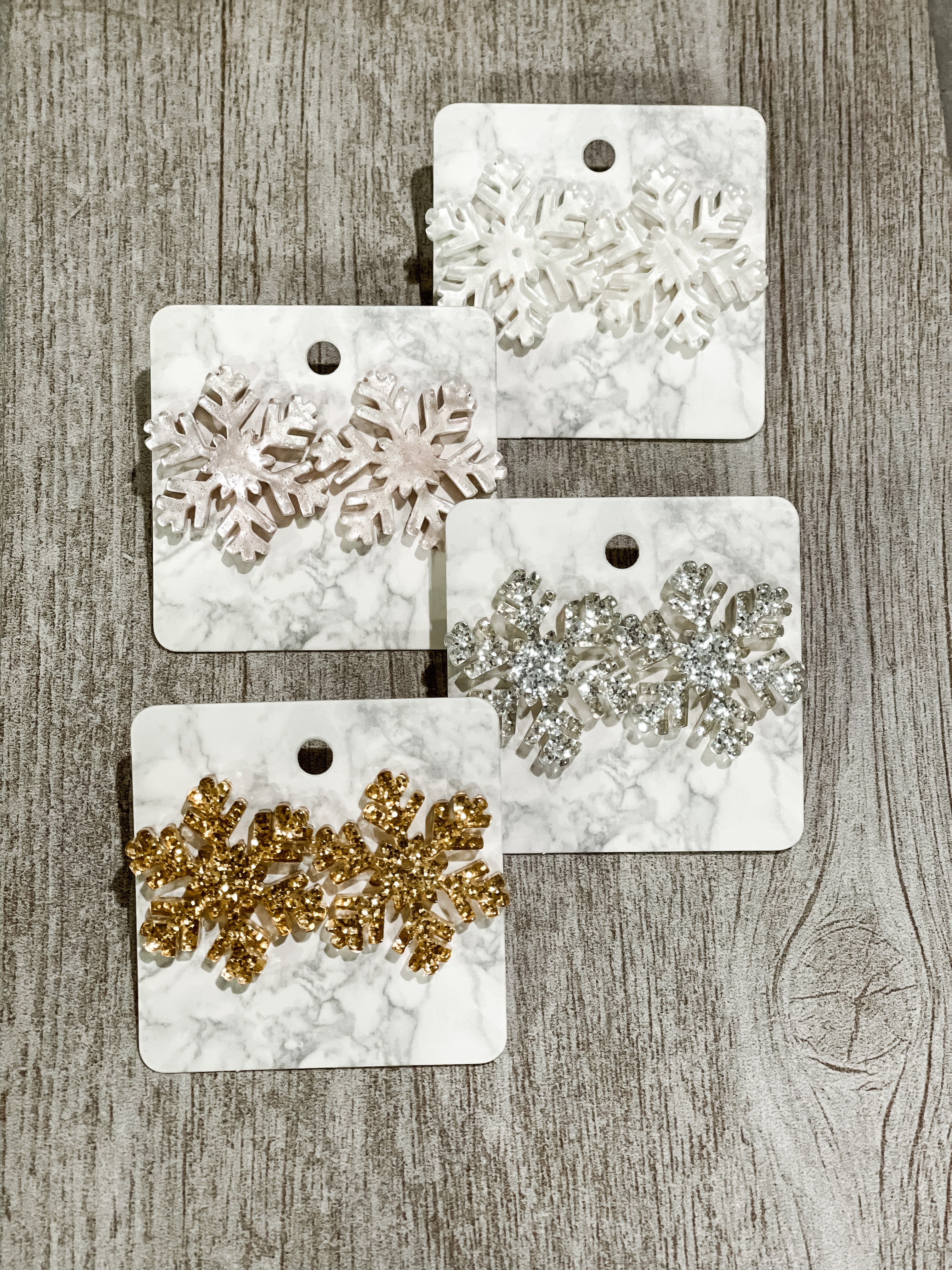 Let It Snow Resin Snowflake Earrings