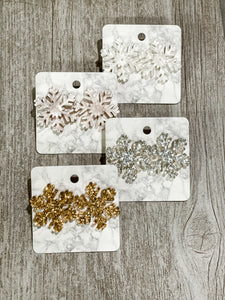 Let It Snow Resin Snowflake Earrings