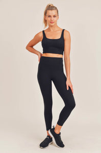 Mono B Black Essential High Waist Semi-Crop Leggings